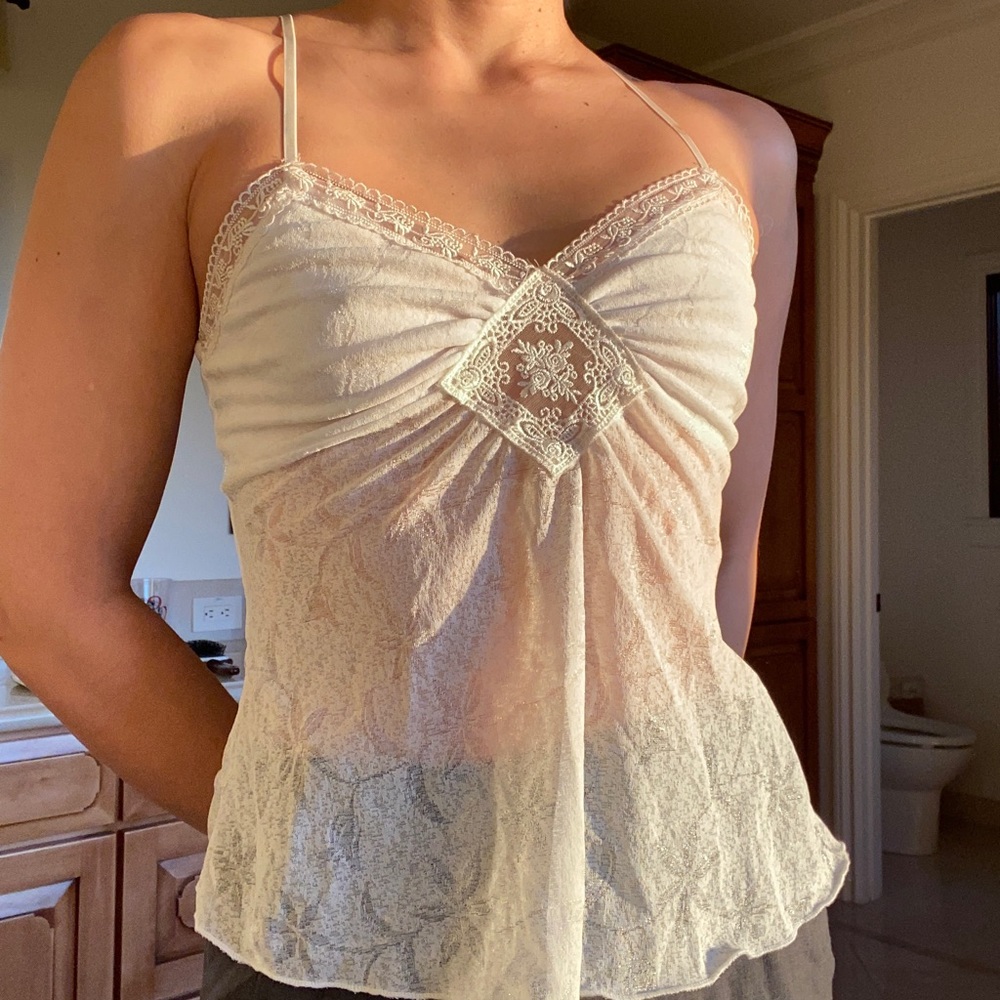 Y2K white Lacey top